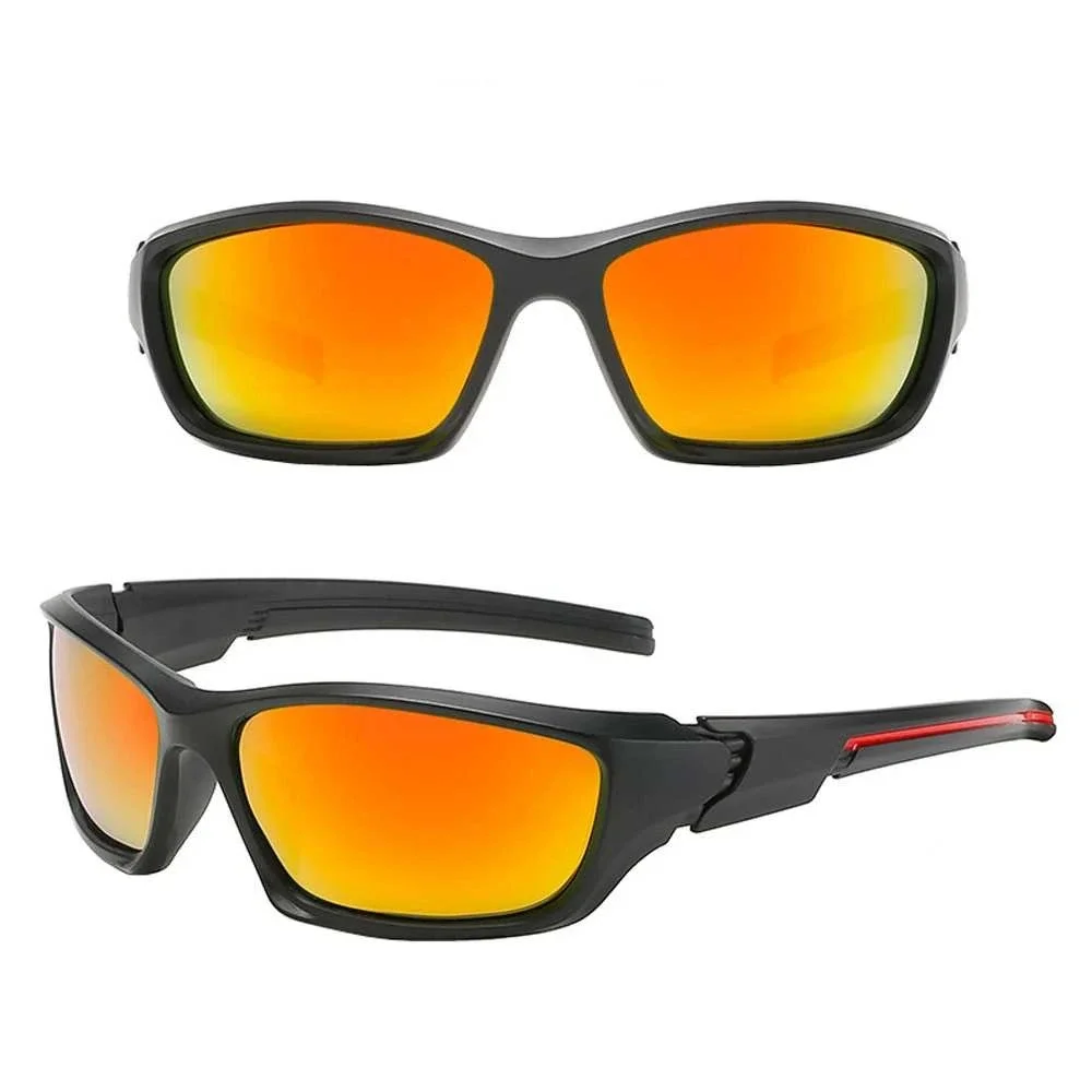 Sport performance sunglasses featuring a sleek matte black frame Fire Red Lens‎